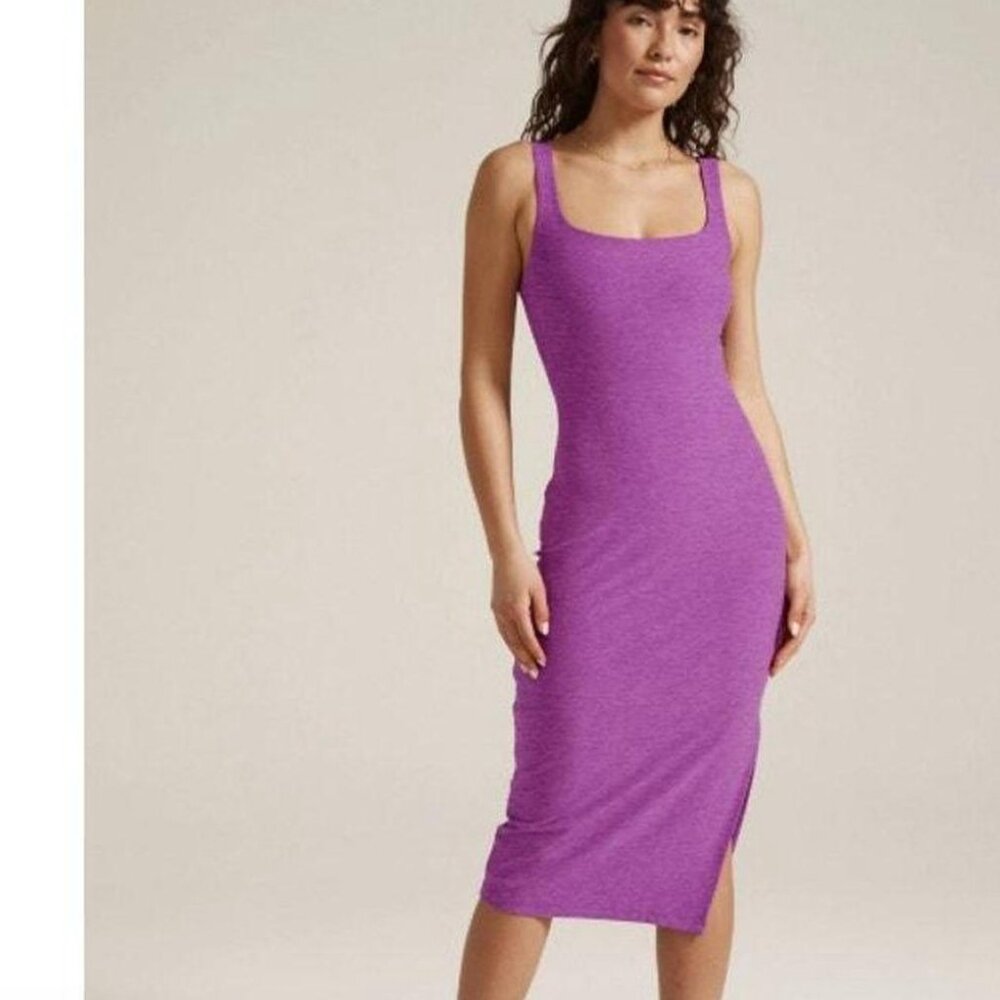 Beyond Yoga Women’s Icon Midi Space dye Dress Purple Bright Iris Heather Small